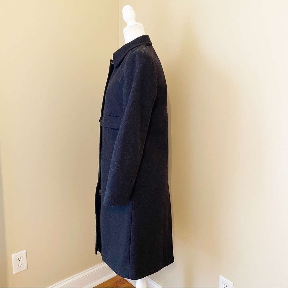 J. Crew Wool Blend Thinsulate Zip Front Charcoal Gray Long Coat - XS - Picture 3 of 14